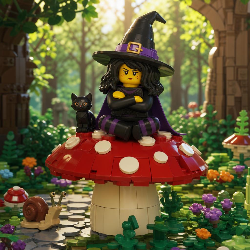 The Tiny Witch on a Mushroom